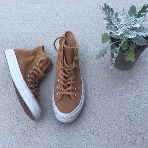 Leather Converse high tops congac brown US 7